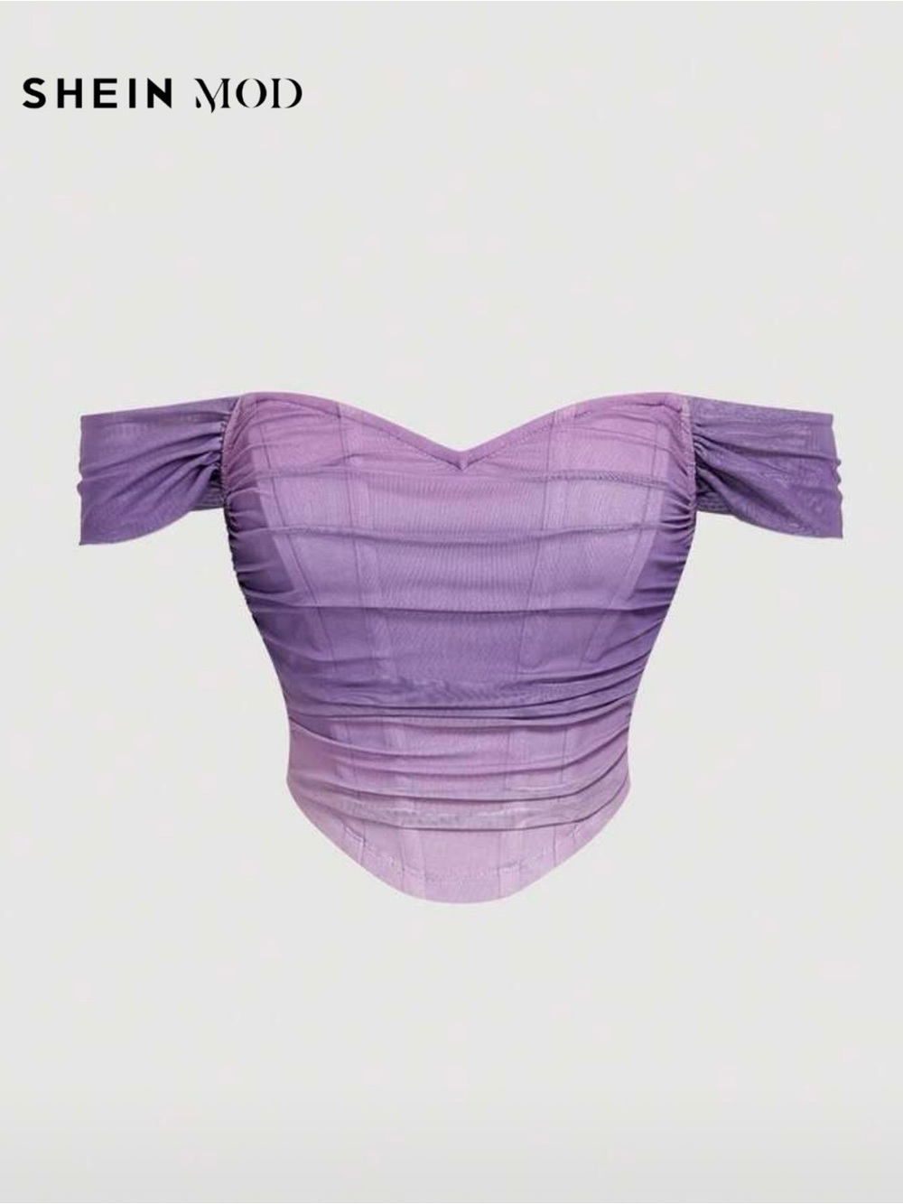 SHEIN Purple Lavender Off-Shoulder Ruched Bustier Camisole